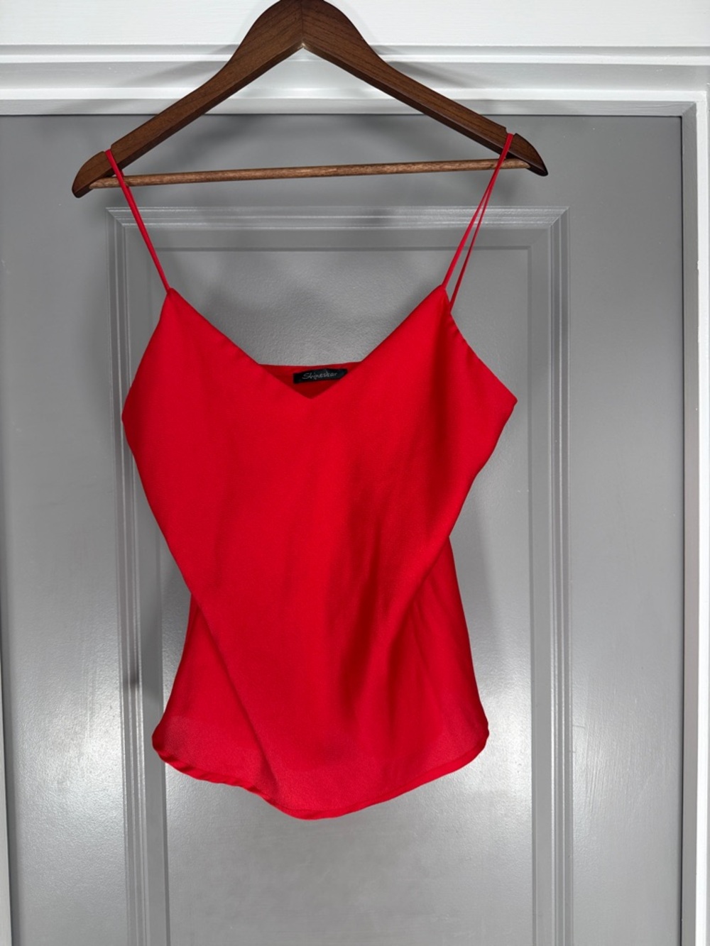 Staring at Stars Bright Red Satin Spaghetti-Strap Cami